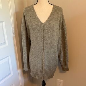 Cozy V-Neck Sweater in Olive Green